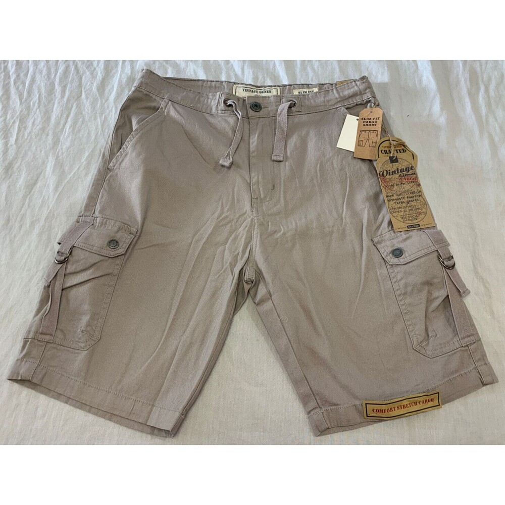NWT VINTAGE GENES MENS CARGO STRETCH SLIM FIT SHORTS SIZE 32